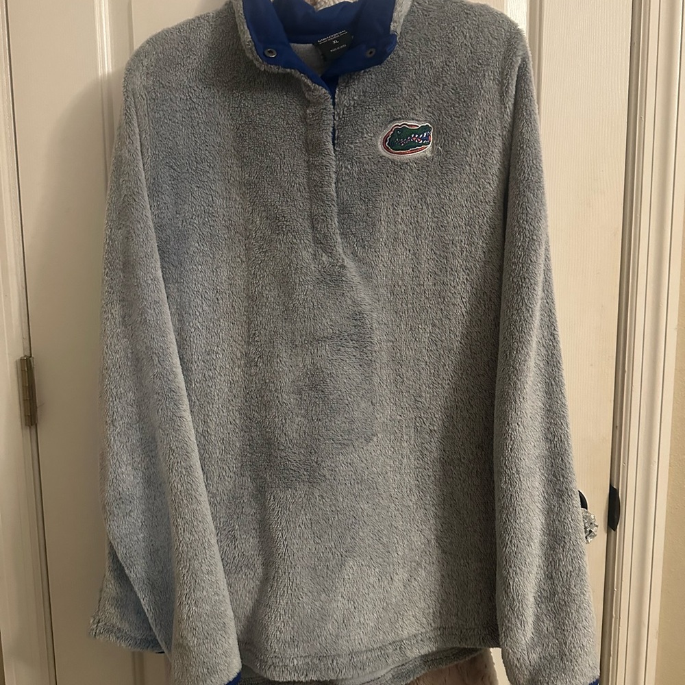 Gray and Blue Pullover with Logo